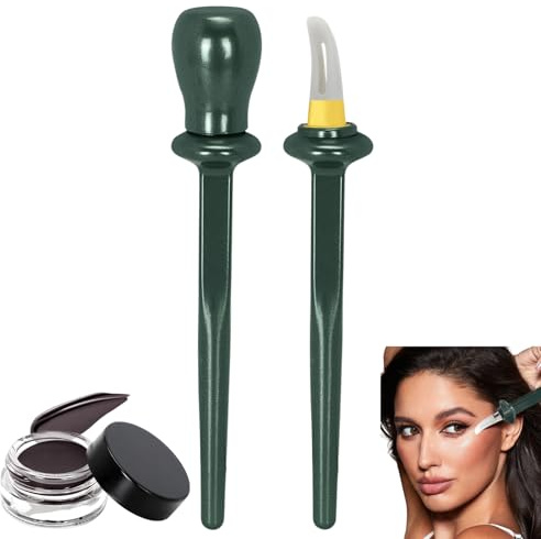 2PCS Gel Eyeliners & Eyeliner Brush,Waterproof Quick Dry Eyeliner Cream,Reusable Eyeliner Guide Wand,Precise & Easy Application,Lasting Smudge-Proof Formula,Eyeshadow Brushes For Shaky Hands (Black)