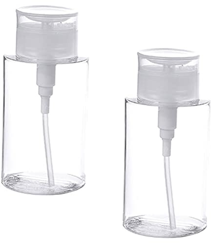 MOTHNUR Flacon Pompe Voyage 2Pcs en Plastique 200Ml pour Démaquillant et Soins Peau, Facile à Remplir et Évite Le Reflux de Liquide, pour Salle de Bain et Hôtel