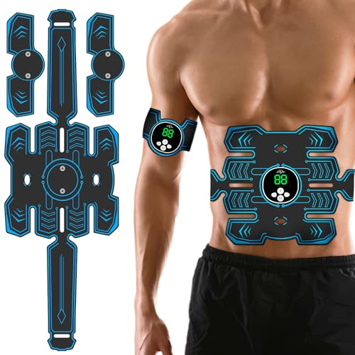 SOARFLY Bauchmuskeltrainer Elektrisch, Unisex EMS Bauchmuskeltrainer Gerät,USB-Laden Bauchtrainer EMS 10 Modi & 39 Intensitäten EMS Trainingsgerät Für Bauch/Beine/Po/Arme
