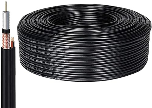 GLOBAL SECURITY Cavo Coassiale RG59 Alimentazione 100m Bobina – Shotgun Cable 75 Ohm per Telecamere Videosorveglianza DVR CCTV – Cavo BNC DC schermato per impianti sicurezza AHD TVI CVI