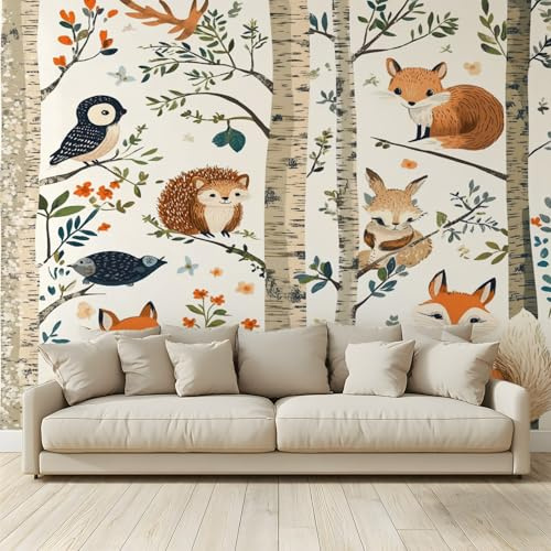 MKBKLI Carta da Parati Fotografica Animali volpi conigli ricci - Design per Pareti Camera - Fotomurale Tessuto Non Tessuto 250 x 175 cm - Colla Non Inclusa A117
