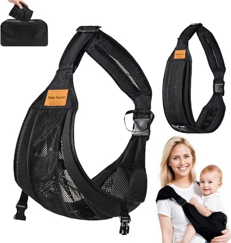 Laterale Fascia Neonato, Fascia Porta Bebe Regolabile, Traspirante Portatile Ergonomico Marsupio Neonato, Baby Carrier per 0-36 Mesi, Capacità di Carico Massima di 20 Kg (Rete traspirante)