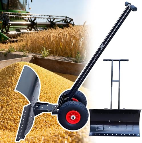 JMOUZHG Snow Shovel With Wheels - 7-Way Pivoting Blade ＆ 5 Position Height Adjustments Snow Plow, 13.5kg,Walkways Patios With Ease