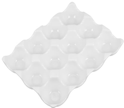 SHERCHPRY Huevera de Cerámica para Refrigerador Bandeja para Huevos 12 Compartimentos Soporte para Almacenar Huevos en Cocina y Nevera