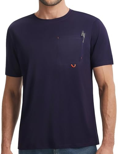 baleaf Tee Shirt Anti UV Solaire Homme, UPF 50+ Doux La Peau Transpiration avec Fonctionnalité Poche pour Cycliste Randonnée Course Running