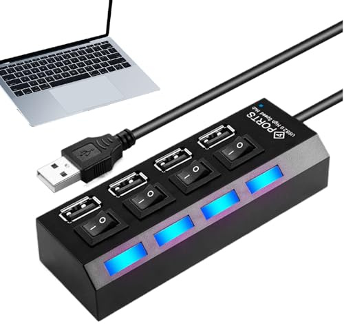 USB Expander - External Port Extension Device, Fast Charging Interface Manager with Button Based Activation, Organized Connectivity Solution, Ideal for Travel Studios Workstations