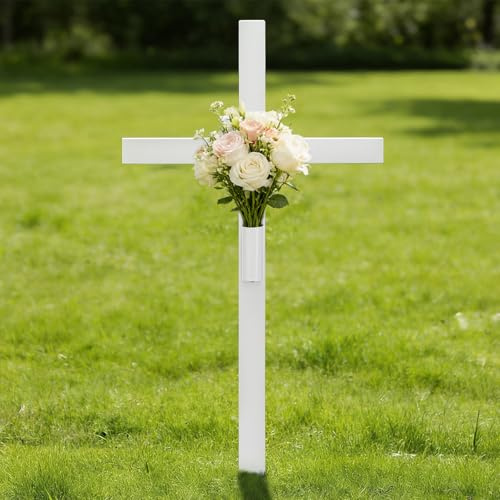 INTERWARM 1 Croix Commémorative Piquet Funéraire en Fer de 56.3 x 30.7cm pour Tombes en Bord de Route Cimetière Jardin Remplacement de Pierre Tombale
