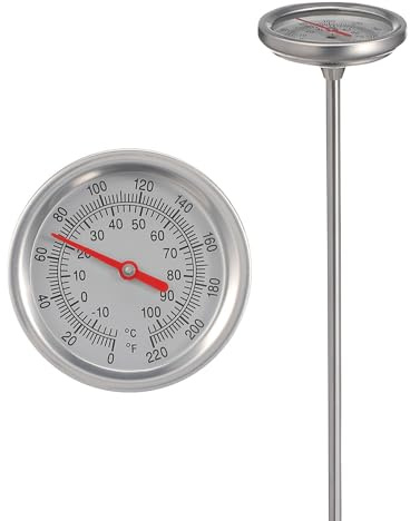 Abaodam Grand Thermomètre Extérieur à Compost en Acier Inoxydable Sonde Prolongée 50cm, Outil de Mesure Professionnel Rapide et Précis pour Jardinage à Domicile