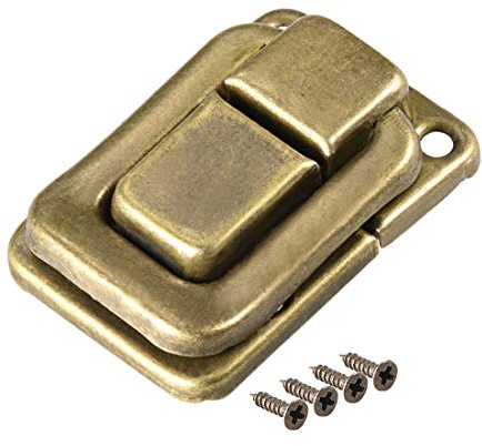 sourcing map Toggle Catch Lock, 38mm Retro Decorative Brass Hasp w Screws for Suitcase Chest Trunk Latch Clasp, Pack of 2