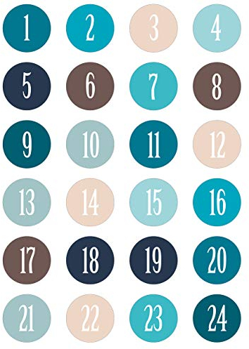 Herz & Heim® Zahlen Aufkleber für Adventskalender selbstklebend - zum Basteln und Dekorieren Puristisch
