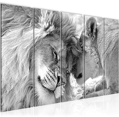 Runa Art Bild Löwen Liebe Wandbilder auf Vlies Leinwand 5 Teilig Wanddekoration Wohnzimmer Schlafzimmer 002156c