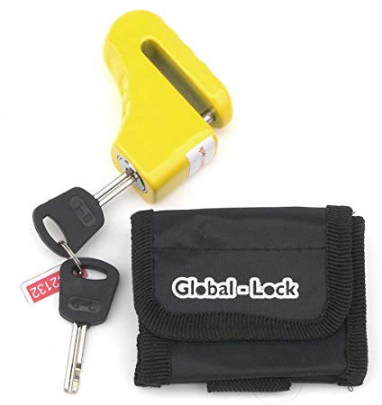 Global-Lock CLASSIC 5.5 Candado Disco Moto Antirrobo Pinza Disco pin de ø5,5mm Antirrobo Scooter Universal Seguridad, Bloqueo Disco Freno Moto + Funda