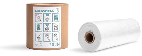LOCKSMELL recharge de poubelle à couches (200m) compatible avec Tommee Tippee et autres cartouches de poubelle à couches + TUBE RECHARGE