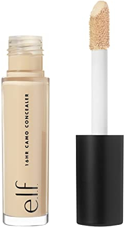 e.l.f. Corrector de camuflaje de 16 horas, cobertura completa y altamente pigmentado, acabado mate, medio cálido, 0.203 onzas líquidas (6 ml)