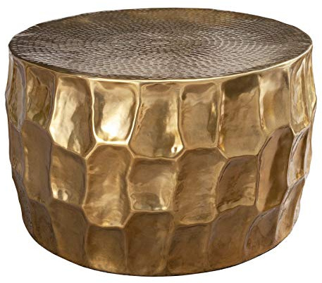 invicta INTERIOR Couchtisch Organic Orient 68cm - Gold - Metall | Montiert, hochwertig, stabile Konstruktion, 60 kg Belastbarkeit, Hammerschlag Optik, Unikat