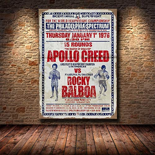 panggedeshoop Schwarz-Weiß Rocky Balboa Boxhandschuhe Bodybuilding Malerei Poster Drucke Wandkunst Motivationsbild 50X70Cm -Jz4926
