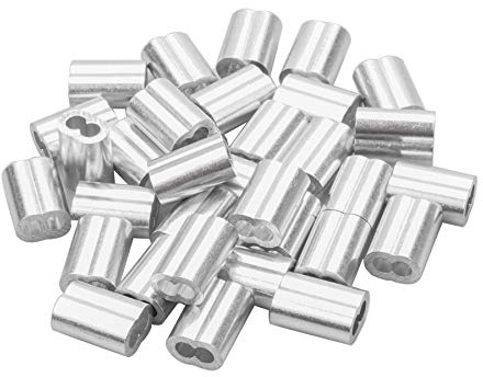 100pcs Aluminum Crimping Loop Sleeve Clips with Double Ferrules, 3mm Aluminum Cable Sleeves Clips Wire Rope Aluminum Sleeves Clip Fittings Cable Crimps Double Holes