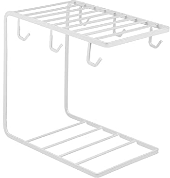 Angoily Coffee Mug Rack Metal Coffee Mug Cup Holder Stand Cup Draining Shelf Storage Stand for Coffee Bar Kitchen Cafe White
