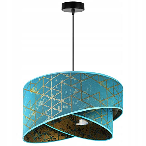 Light-Home Milan Lampenschirm Hängelampe Hängeleuchte - Deckenlampe Industrial für Wohnzimmer Schlafzimmer und Esszimmer - Pendelleuchte aus Metall mit Lampenschirm aus Velours (Blau)