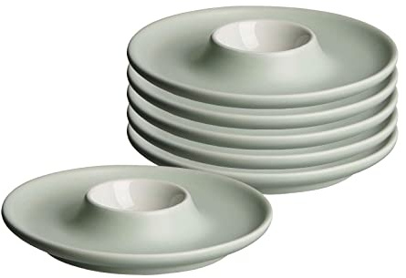 Ritzenhoff & Breker Eierteller Jasper, 6er Set, Mint, Eierbecher ø 12 cm, Eierhalter aus Steinzeug, Soft-Touch-Haptik & Mattglasur