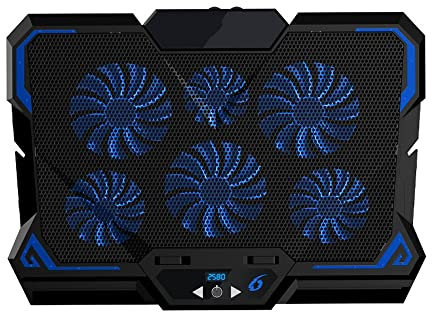 SMSOM Laptop Cooling Pad RGB Gaming Notebook Cooler for Desk and Lap Use, Laptop Fan Stand Adjustable Heights with 6 Quiet Fans and Phone Holder, for 13-17 Inch Laptops - LED Light (Color : A)