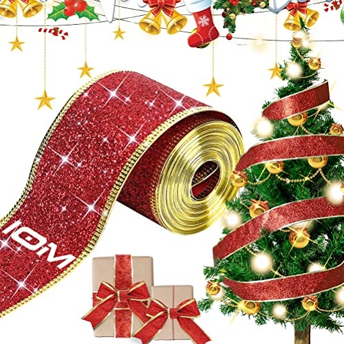 Geschenkband Rot Breit, Weihnachten Satinband Rot Schleifenband Stoffband 63mm zum Christbaumschmuck Kuchen BastelnGeschenkverpackung, 10M Satin Dekoband für Weihnachten Geburtstag Hochzeit Party