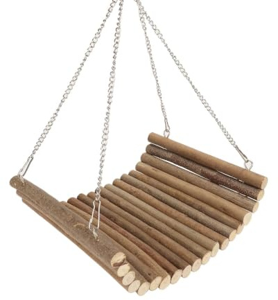 Altalena in Legno per Piccoli Animali, 20x30 cm, Amaca Sospesa per Criceti, Cincillà, Scoiattoli, Conigli e Uccelli