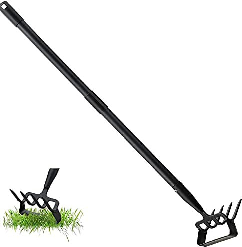 Bewinner Weeding Rake, 3-6 Sections 52.75-95.27 Inch Adjustable Stirrup Hoe and Cultivator, Stainless Steel Heavy Duty Scuffle Garden Hoe for Weeding, Digging, Cultivating Loosening (5 Sections)