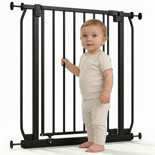 Safetots Elite Pressure Narrow Safety Gate, 65.5cm - 74.5cm, Matt Black, Narrow Pressure Fit Stair Gate, Baby Gate for Doors Hallways and Spaces, Safety Barrier, Easy Installation