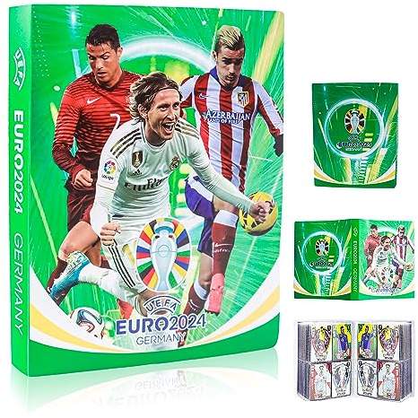 Sammelalbum mit Fußball Karten Sammelalbum, 240 Pcs Kapazität, Sammelkarte Hefte, Karten Album Ordner Kartenhalter Kartenhüllen, Sammelkarten Album für Verschiedenen Karten in Standardgröße (Grün)