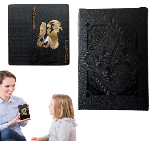 Teksome Cartes à Jouer Noires - Ensemble de 54 Jeux de Poker à Collectionner résistants à l'eau | Fournitures de Jeux de Cartes pour Jeux de société, Interaction, activités de Groupe, Rassemblement