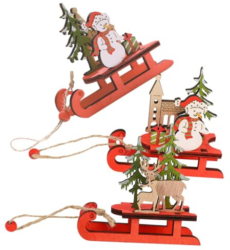 TOPPERFUN 3stücke Holzschlitten Als Weihnachtsbaumdeko Anhänger Für Weihnachts-deko Dekorativer Schlitten Aus Naturholz Hängedekoration Für Weihnachten Weihnachtsanhänger Aus Holz