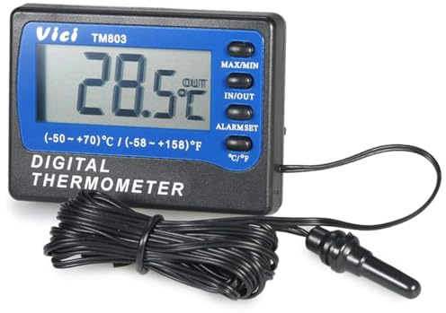 JUNLIXN Digital Alarm Thermometer VICI TM803 Temperature Meter for Medicine Cabinets Aquariums Fridge Freezer Refrigerator Celsius(℃) /Fahrenheit(℉) Thermometers