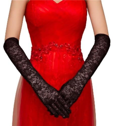 URFEDA Lange Spitzen Handschuhe für Damen,Hochzeit Braut Handschuhe, Vintage Spitzen Brauthandschuhe Brauthandschuhe Hochzeithandschuhe für Hochzeit Oper Fest Party Damen Accessoires