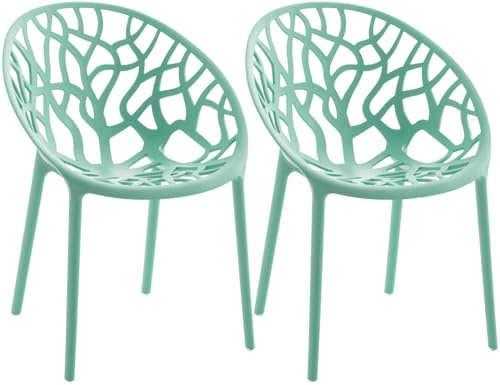 CLP Gartenstühle 2er Set stapelbar wetterfest Hope, Gartensessel mit Lehnen UV-beständig, Outdoorstühle aus Kunststoff bis 150 kg belastbar - Farbe hellgrün