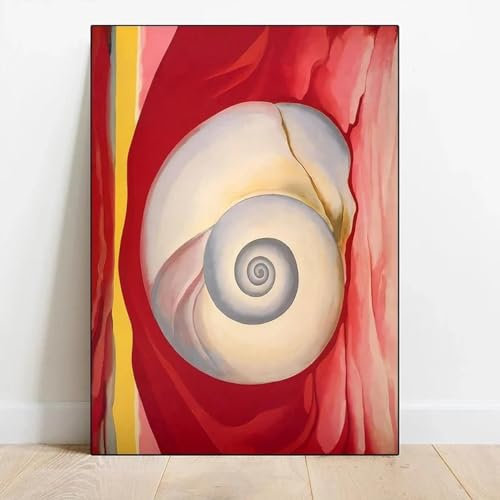 FOKTMS Georgia O'Keeffe Poster auf Leinwand, Motiv: Weiße Rose mit Rittersporn und Blumen, modernes Wandkunst, Bild für Wohnzimmer, 70 x 100 cm, rahmenlos