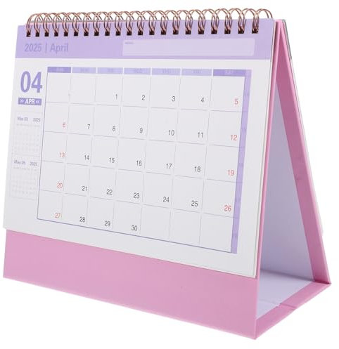 BCOATH Kleiner Tischkalender Tischkalender 2025 Tischkalender 2024–2025 Dekorativer Monatskalender Notizbuch Schreibtischkalender Desktop-monatskalender Tischkalender 2024-2025 Bürobedarf Papier Rosa