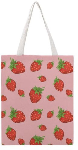 VYJLOO Erdbeere Damen Shopper Canvas Handtasche Einkaufstasche Tragetasche Schultertasche Umhängetaschen 38×46cm