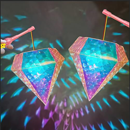 Silkwish 2 Stück Laterne Bastelset LED Laterne, Selbstgestaltbare Diamantform für Halloween, Weihnachten, Geburtstage
