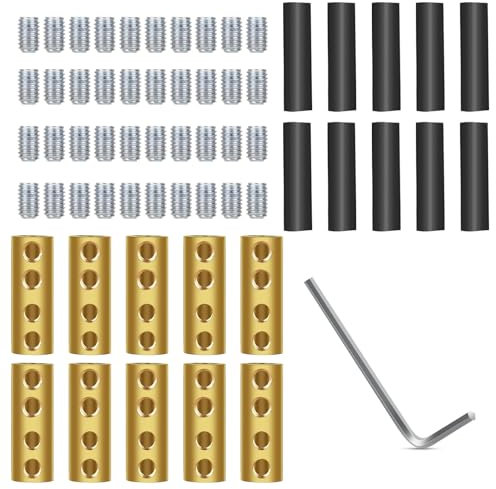 10 Sets 6 Gauge Wire Connectors, 80A Quick Wire Connection Terminal, 6 AWG Wire Connector with 40pcs Screws, 10pcs Heat Shrink Tubes and 1pcs hex Wrench
