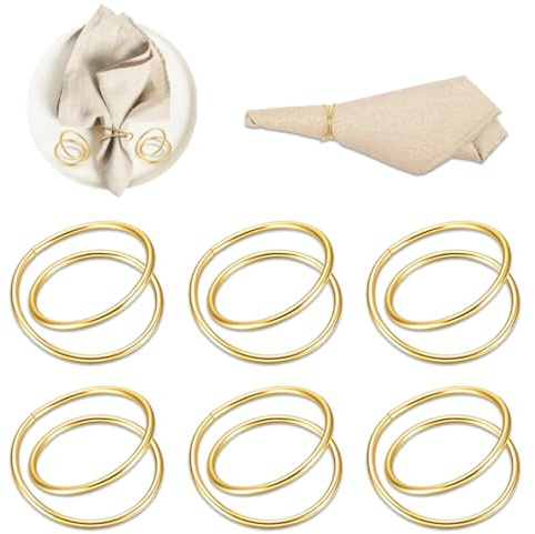 SIRLOMU 6pcs Elegante Metall Serviettenringe in Gold Finish für Weihnachten, Hochzeit, Party, Jahrestag Abendessen Tischdekoration