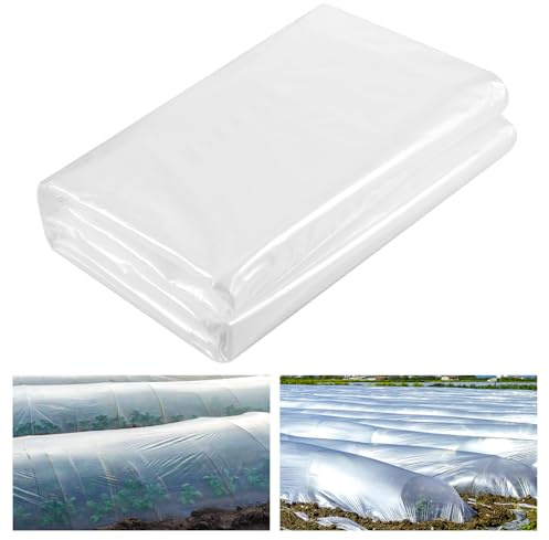 Zocipro 2M x 10M Gewächshausfolie, Polyethylenfolie Gartenfolie Transparent, Reißfest Folie für Gewächshaus, Gewächshausfolie uv Beständig, Klarsicht Folientunnel für Gartenarbeit Tomatenhaus