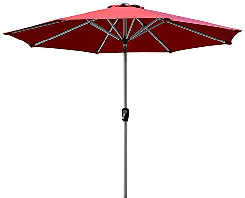 Ombrellone da spiaggia grande, 2,7 m, portatile, pieghevole, con meccanismo a manovella e asta in alluminio impermeabile, ideale per giardino e spiaggia, protezione UV e antivento, colore: rosso