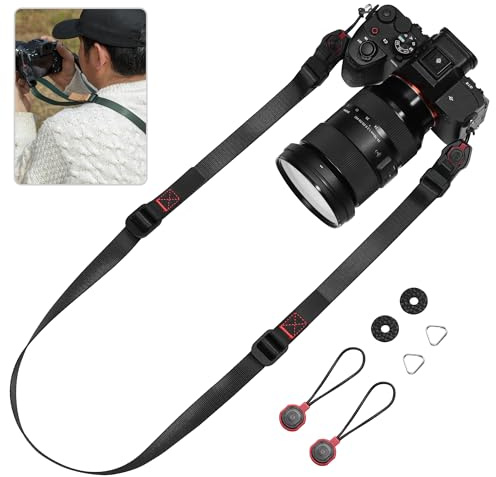 Yullmu Camera Strap Compatible for Peak Design Quick Release - Adjustable Length 198 lbs Load Capacity Quick Installation Durable 0.78 Inch Wide for DSLR Mirrorless & Travel Photography（Black）