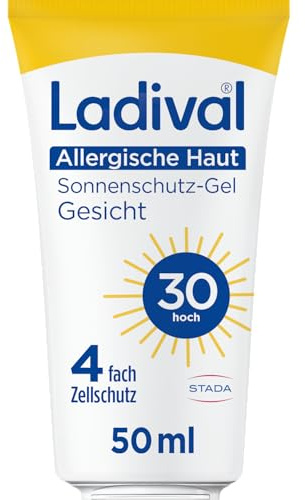Ladival Allergische Haut Sonnencreme LSF 30 Gesicht, Sonnenschutz-Gel 50ml | Bei Sonnenallergie & Mallorca-Akne, nicht komedogen, ideal als Make-up-Basis, 4-fach Zellschutz, fettfrei, korallenfreundlich