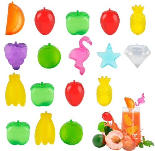 Wiederverwendbare Eiswürfel, CIYIN 25 Stück Eiswürfel Kunststoff Früchte, Plastik Eiswürfel, Ice Cubes im Früchte, Eiswürfel zum Kühlen von Getränken, Party Dekoration Trinken