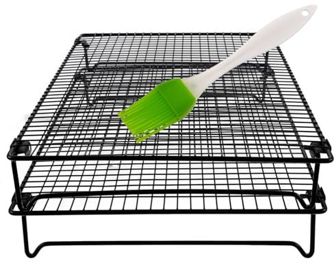 Alipis Rejilla De Enfriamiento Apilable Rejillas Para Hornear y Enfriar Galletas Cepillo De Aceite Acero Al