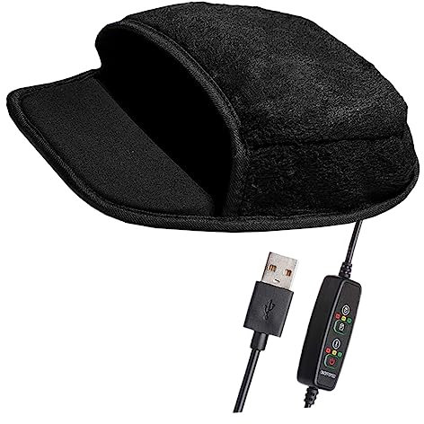 Housoutil USB Beheiztes Mauspad Schwarz Warmes Plüsch Mauspad Mit DREI Heizstufen USB Handwärmer Für Home Office Und Bürozubehör