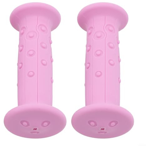 Poignées de guidon de vélo pour enfants en caoutchouc antidérapant doux et confortable, pièces de rechange compatibles avec les vélos de 19 mm de diamètre, noir et rose (rose)