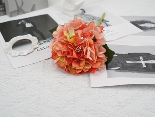 SUXUMHAO 3 flores artificiales de hortensias, flores artificiales para, decoración de boda, color naranja